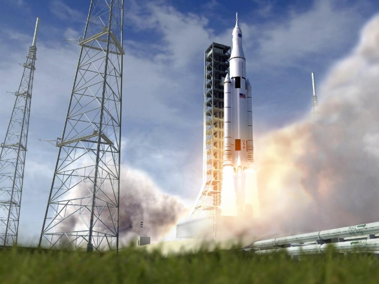 Artist's concept of an SLS launch. Artist's concept of an SLS launch.