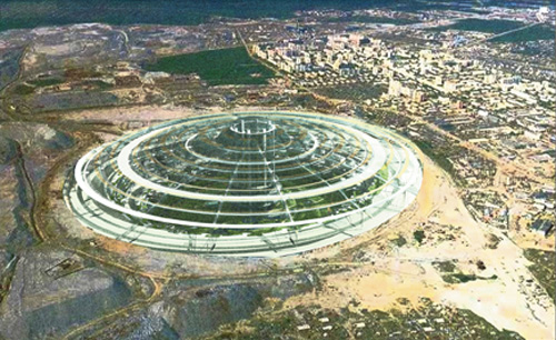 A bird's eye view of the underground city.